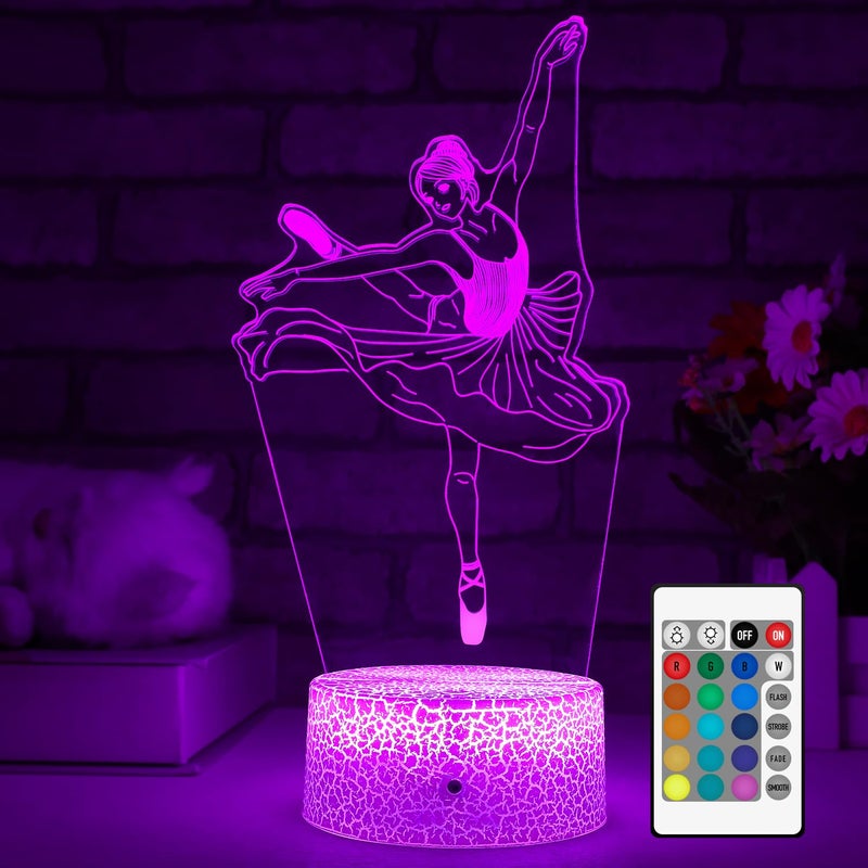 FlyonSea Kids Ballet Gifts,Ballets Girls Light Dancer 16 Color Changing Nightlight with Touch and Remote Control, Ballet Art Decor Light Birthday Christmas Gifts for Kids Girls Baby - Image 1